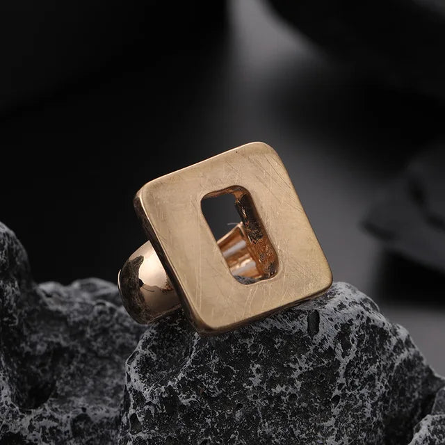 Irregular Chunky Gold Silver Color Rings for Women Men Personality Elastic Rope Adjustable Finger Ring Fashion Jewelry
