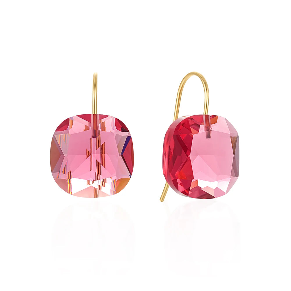 Luxury Crystal Zircon Stud Earrings for Women s925 Sterling Silver Simple Piercing Hook Earrings Exquisite Jewelry Gifts