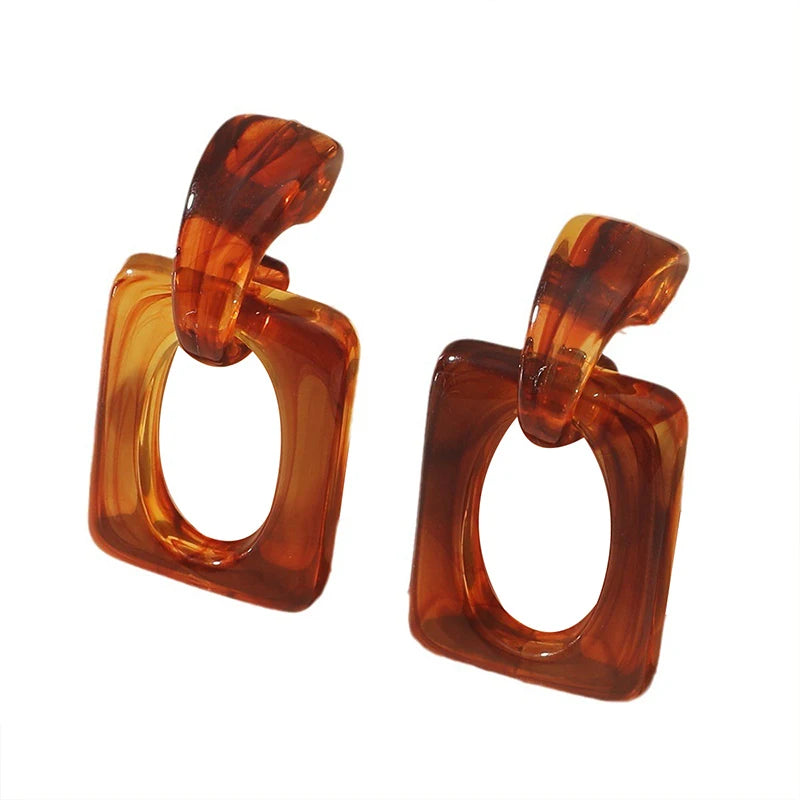 Brown Resin Dangle Post Earrings For Women Geometric Large Holiday Accessories Wholesale Fashion Jewelry Timeless Gifts