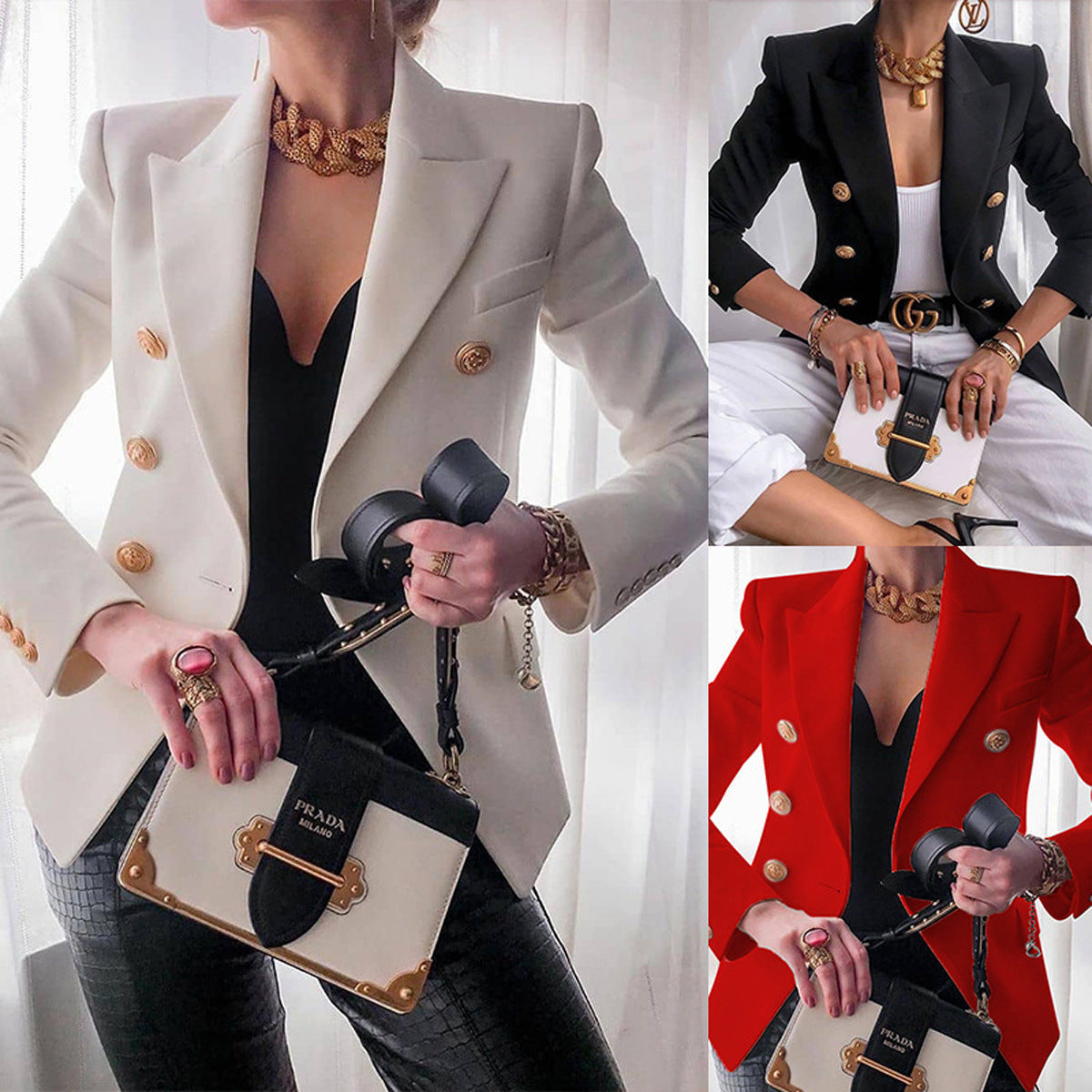 Fashionable Casual Solid Color Blazer Short Jacket for Women
