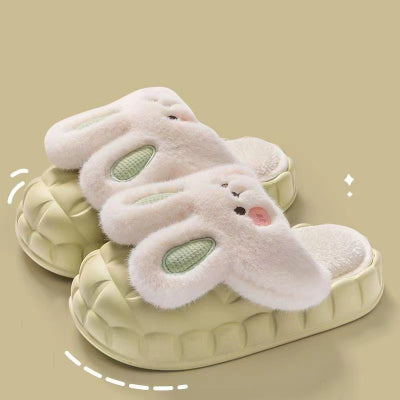 Removable Rabbit Cotton Slippers Women Wear New Winter Home Thick Soled Wool Shoes