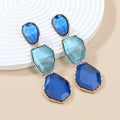 Polygonal Alloy Transparent Resin Colorful Matching Long Drop Earrings for Women Exaggerated Heavy Jewelry Summer