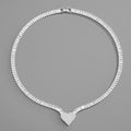 Copper Inlaid Zirconium Design Heart-Shaped Necklace Hip-Hop Fashion Trend Jewelry Metal Jewelry