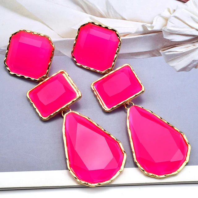 High-Quality Clear Pure Resin Drop Earrings Statement Hot Selling Metal Fashion Jewelry Accessories For Women