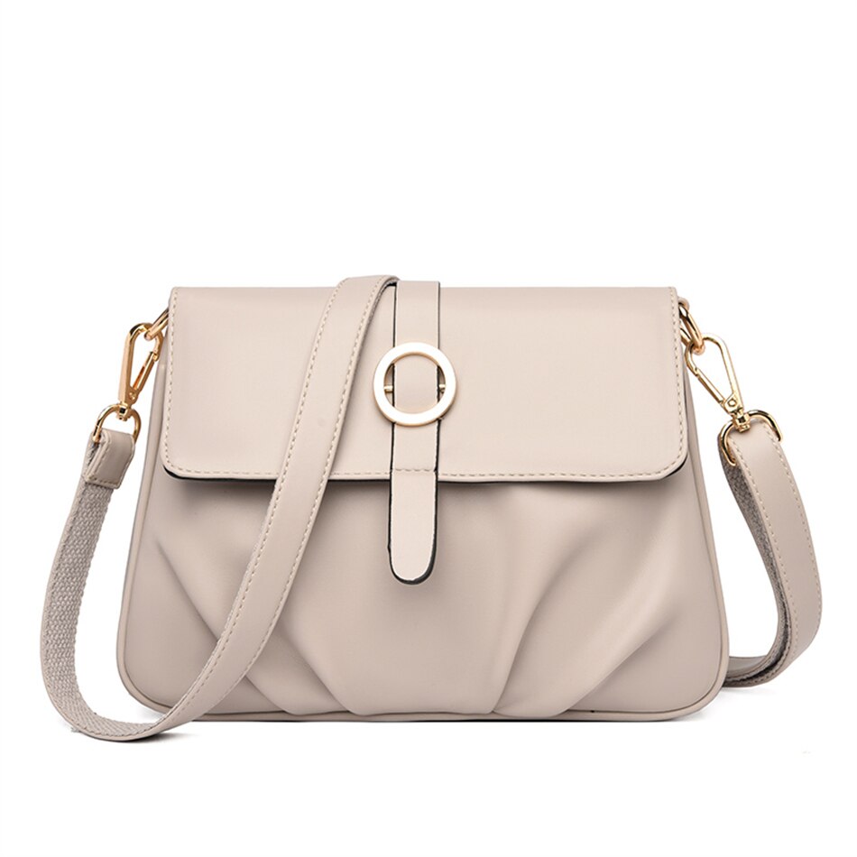 High Quality Ruched Shoulder Bag Soft Leather Luxury Handbag Women Bags Designer Crossbody Bag Female Fashion Messenger Bag