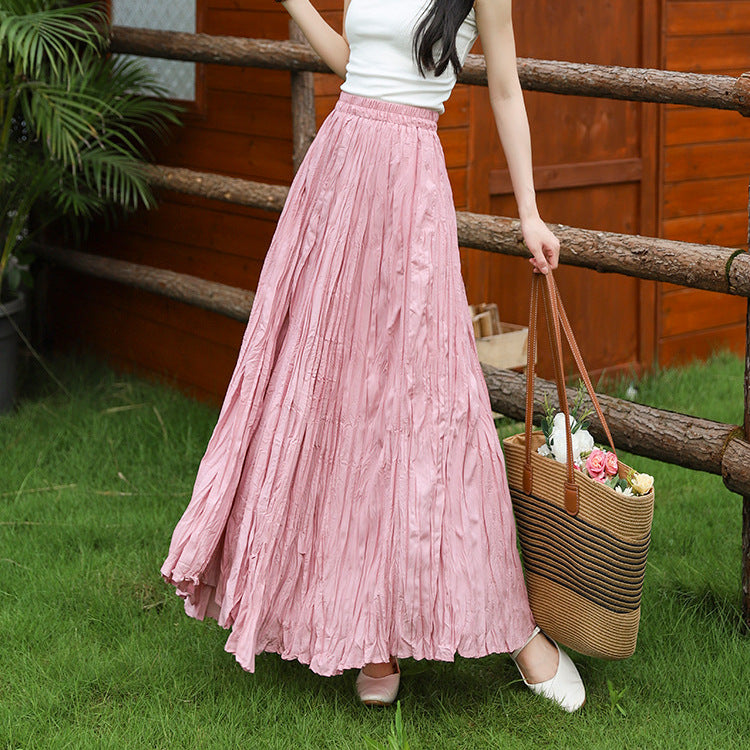 High waist slimming pleated skirt for women