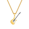 Hip Hop Stainless Steel Guitar Pendant Street Classic Fashion Male Titanium Necklace