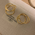 HUANZHI Irregular Circle Wrapping Lines Earrings for Women Girls Hollow Smooth Metal Fashion Jewelry Gifts  New