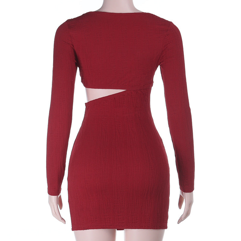 Hollow knit one-step skirt for women