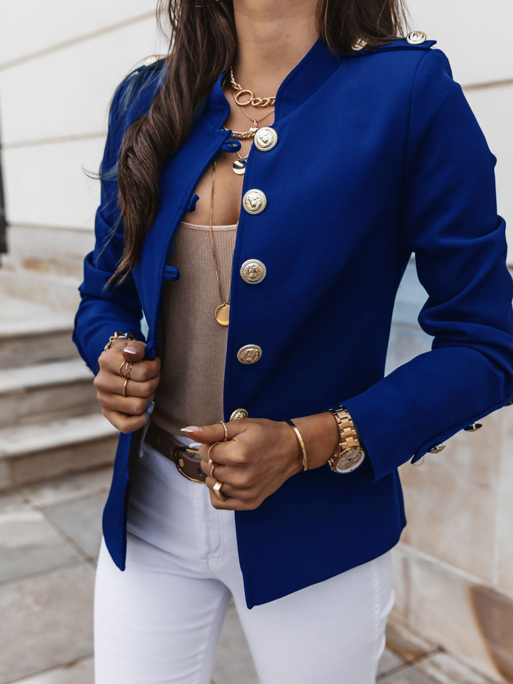 Copy of Fashionable Long Sleeve Fitted Buttoned Blazer Short Jacket