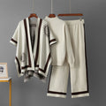Women Three-Piece Knit Cape + Top + Casual Knit Pants
