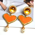 Wholesale Long heart earrings High-quality Metal Oiled Drop Earring Fashion trend jewelry accessories for women