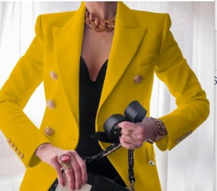 Fashionable Casual Solid Color Blazer Short Jacket for Women