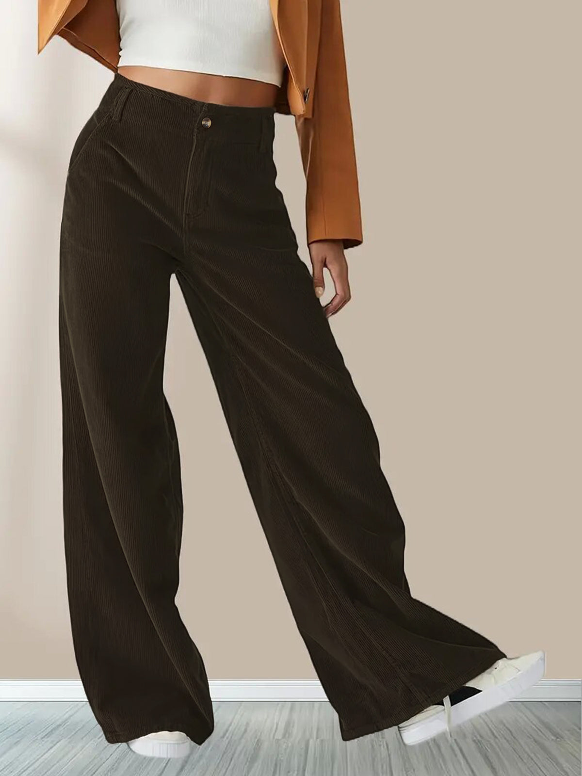 High waisted slimming straight leg pants for women
