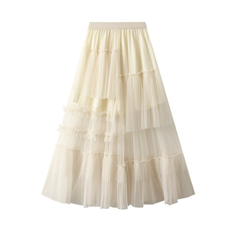 Cake skirt design irregular half skirt dreamy mesh skirt for women