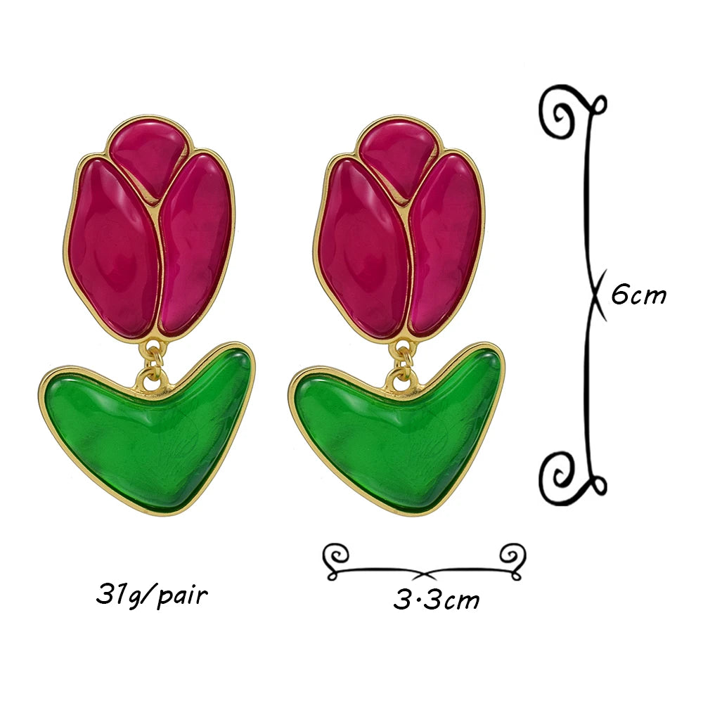 New Lovely Fashion Resin Drop Earrings For Women Girls Cute Flower Plant Earrings Wholesale Jewelry Gifts