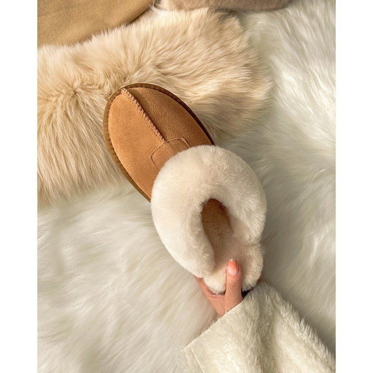 Snow boots for women in winter, plush and thick cotton shoes for students, versatile plush hooded slippers for women
