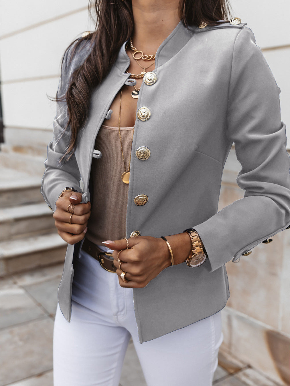 Copy of Fashionable Long Sleeve Fitted Buttoned Blazer Short Jacket