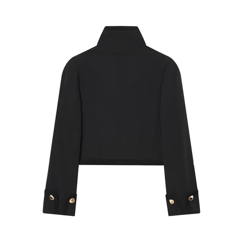 Style Fashionable Casual Gold-Buttoned Short Blazer Jacket for Women