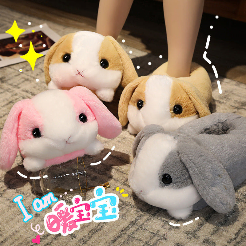 Sad Hamster Plush Slippers Home Soft Warm Furry Slides Women Cozy Indoor Floor Shoes