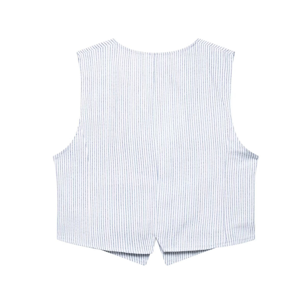 vest top+striped skirt pants set for women
