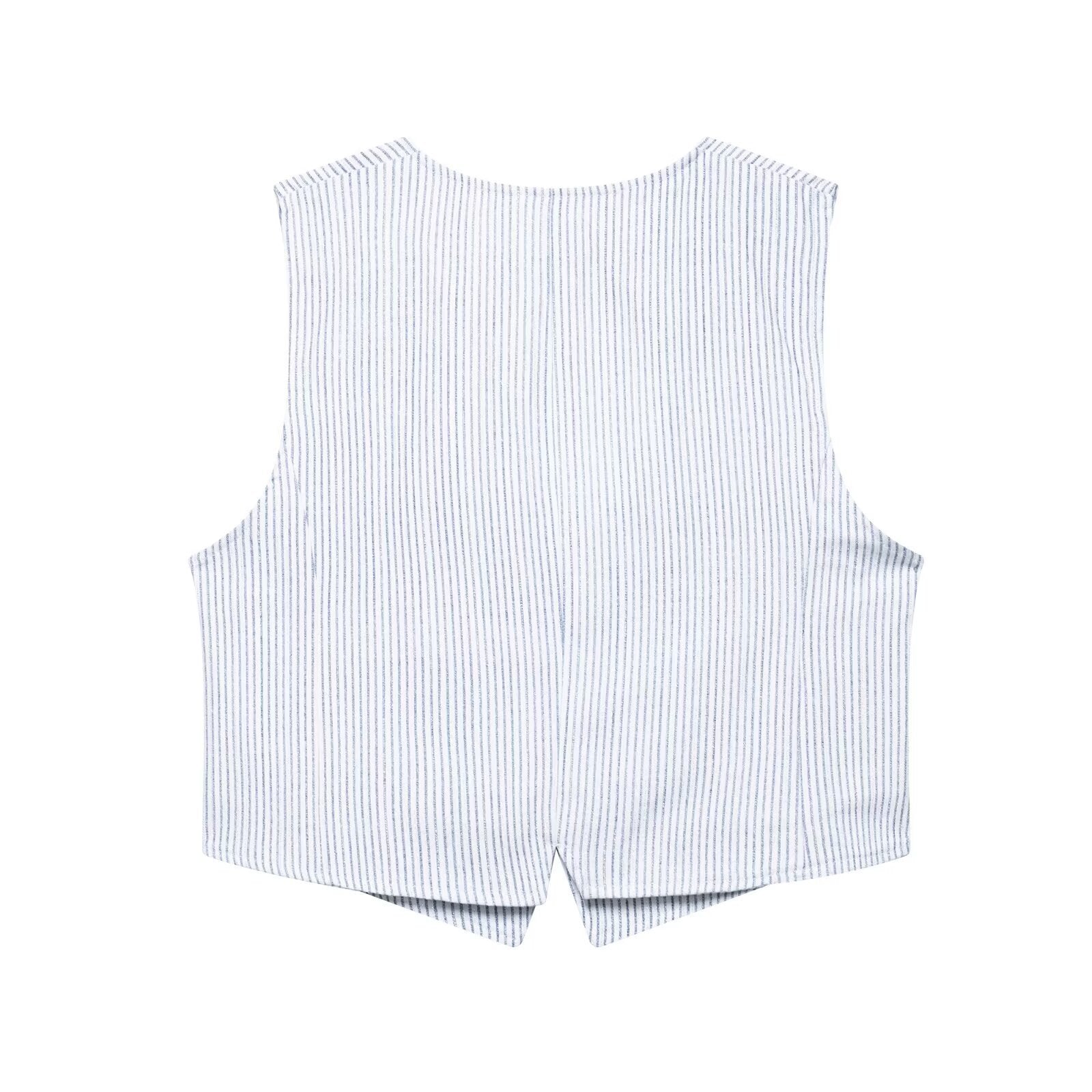 vest top+striped skirt pants set for women