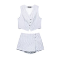 vest top+striped skirt pants set for women