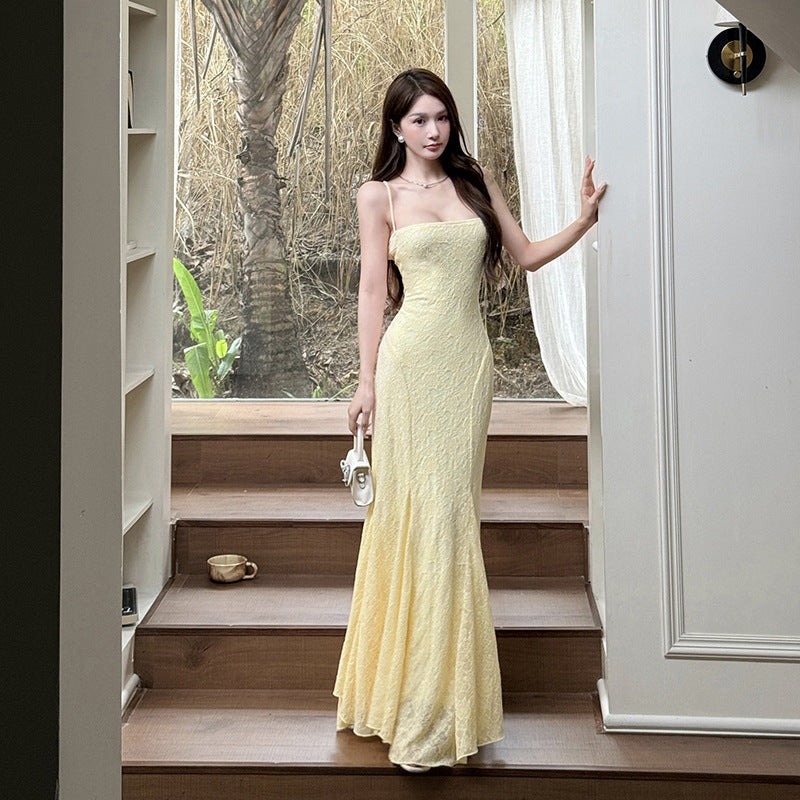 Bareback strap fishtail dress for women