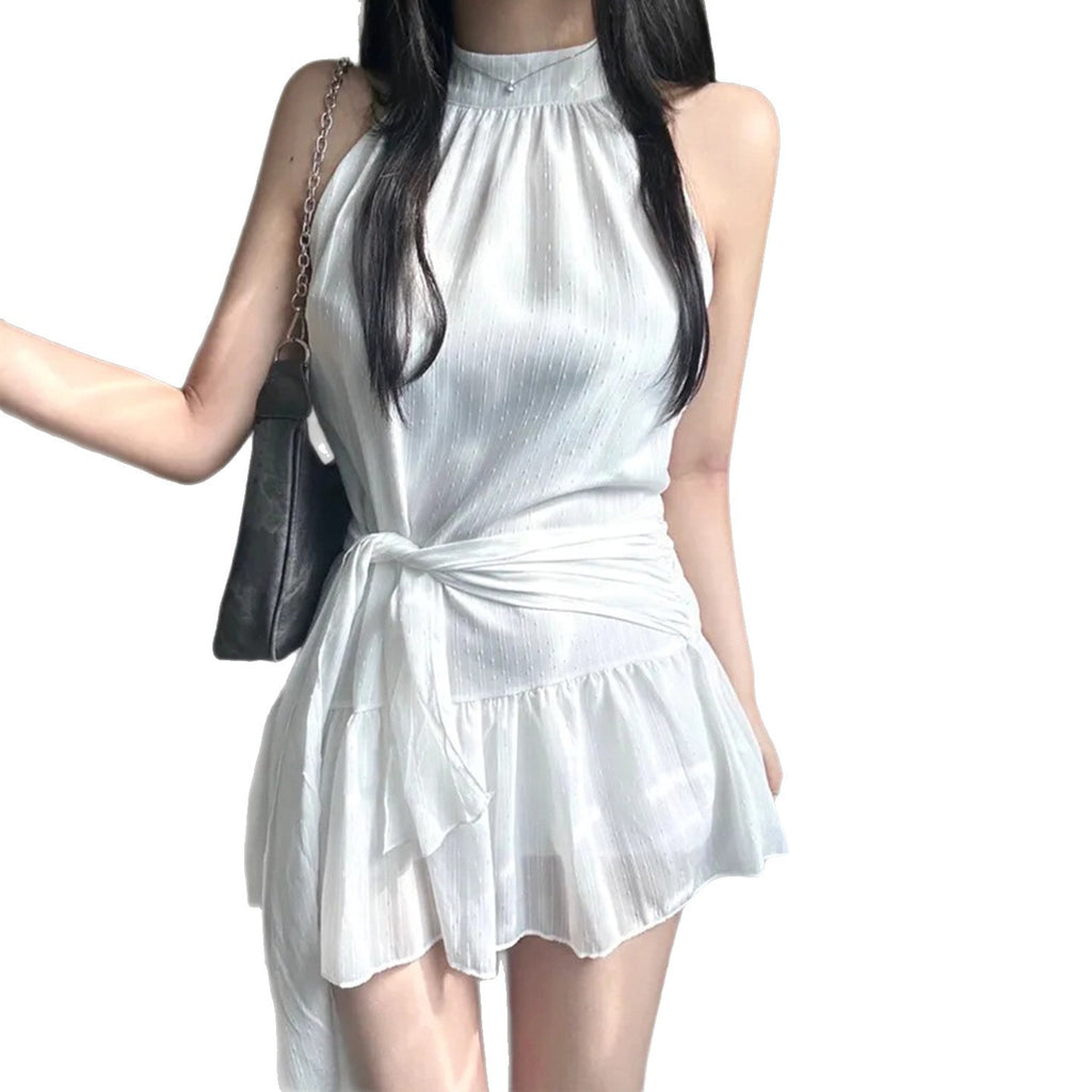 Sleeveless Dress for Women Slimming Waistband Short Skirt