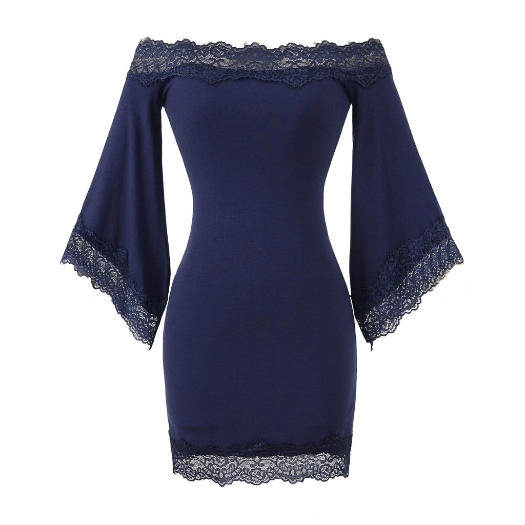 Sexy lace one shoulder dress for women