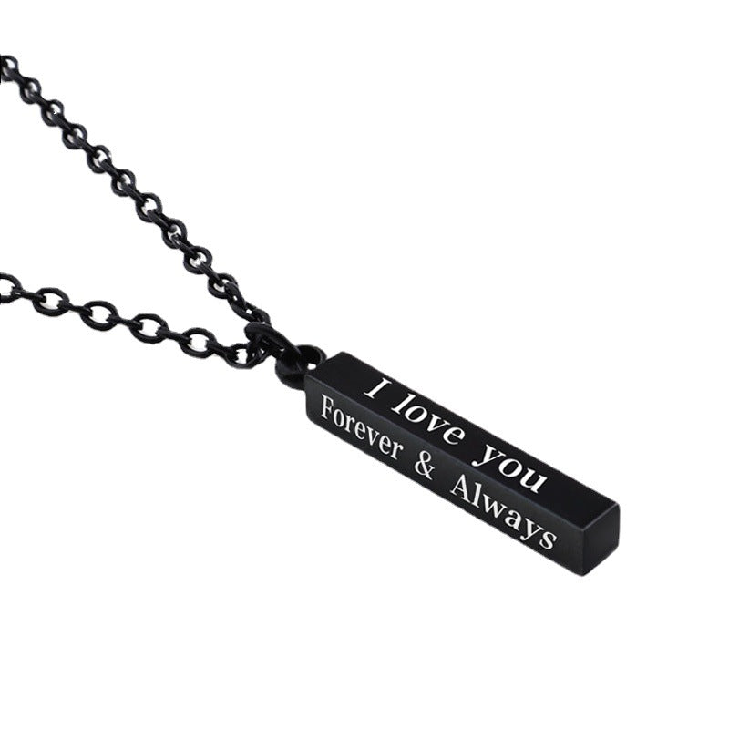 Stainless Steel Wishing Column Pendant Necklace Black Silver Gold Column Necklace Lovers Jewelry