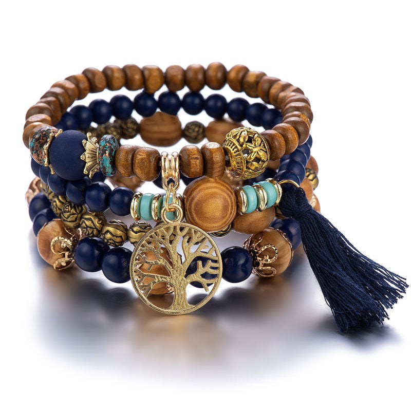 Boho Multilayer Wooden Beaded Bracelet Stretch Bracelet Jewelry