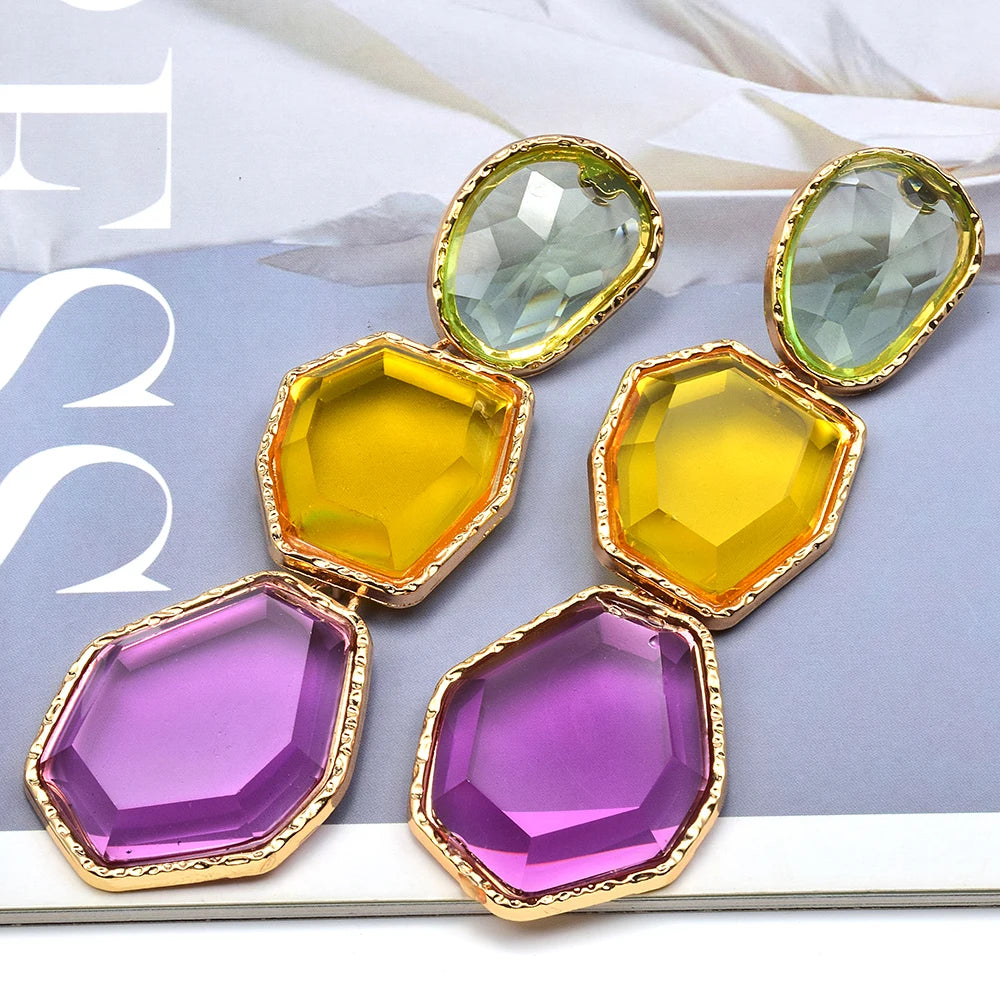 New Arrival Resin Acrylic Dangle Earring Korean Geometric Pendant Earrings For Women Cute Gift Jewelry Wholesale