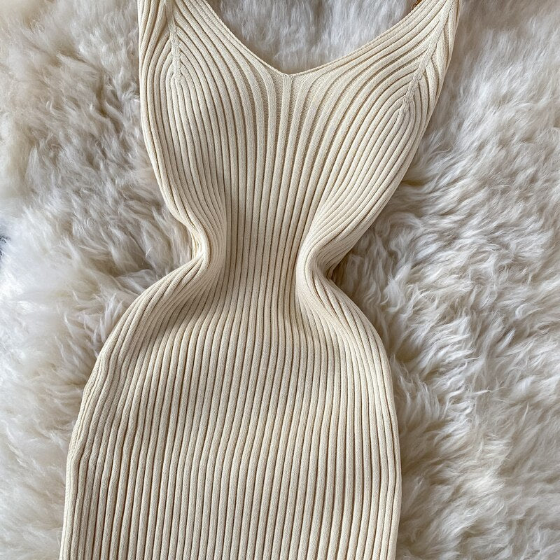 Knit Cut Out Dress Jurk Dames Beach Dresses for Women Female Crochet Dresses Strap Sleeveless Dress