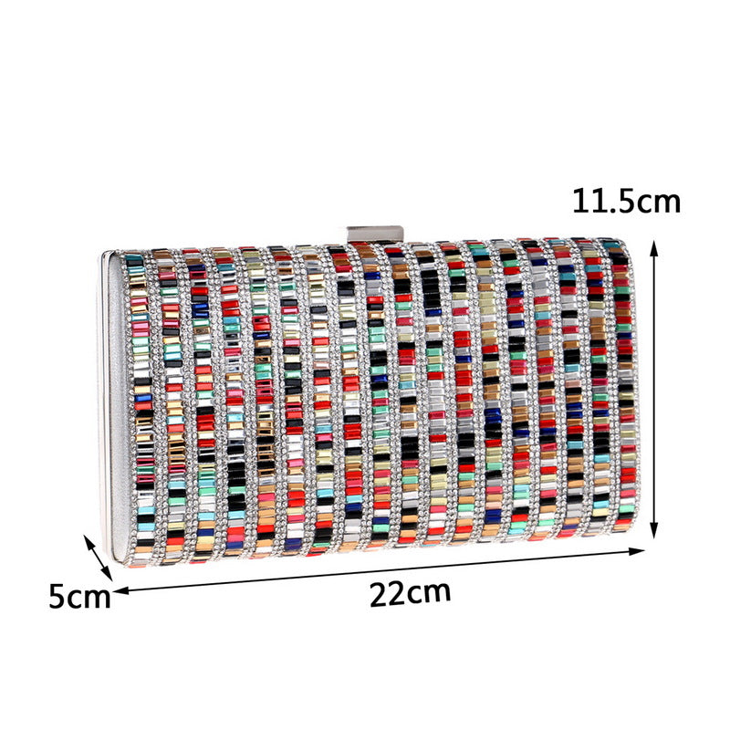 New Style Dinner Dress Evening Dress Bag Ladies Hand Colorful Diamonds Small Square Bag