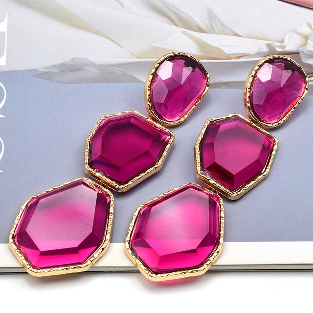 New Arrival Resin Acrylic Dangle Earring Korean Geometric Pendant Earrings For Women Cute Gift Jewelry Wholesale