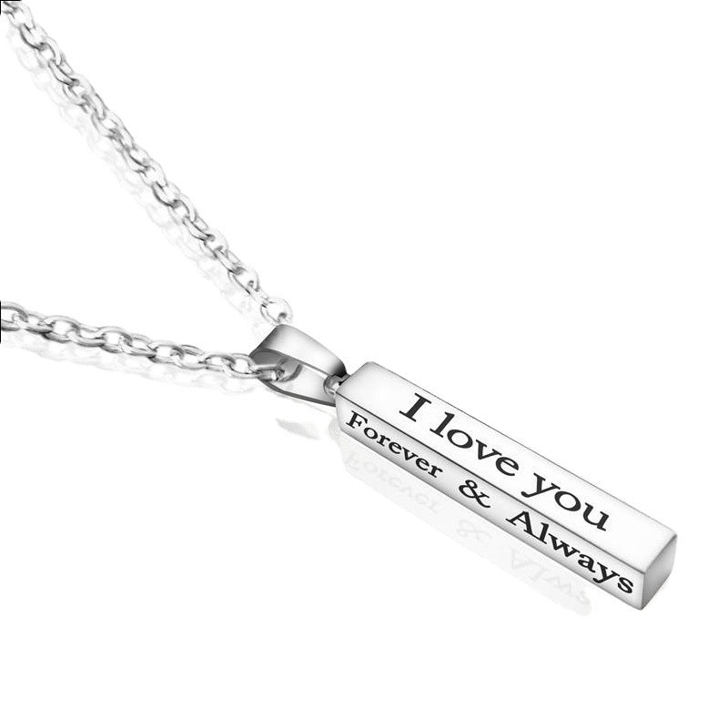 Stainless Steel Wishing Column Pendant Necklace Black Silver Gold Column Necklace Lovers Jewelry