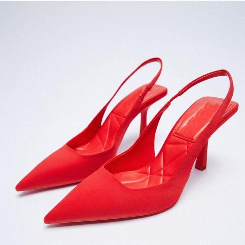 Women Pump Black Red Green Heels Slingback Office Shoes