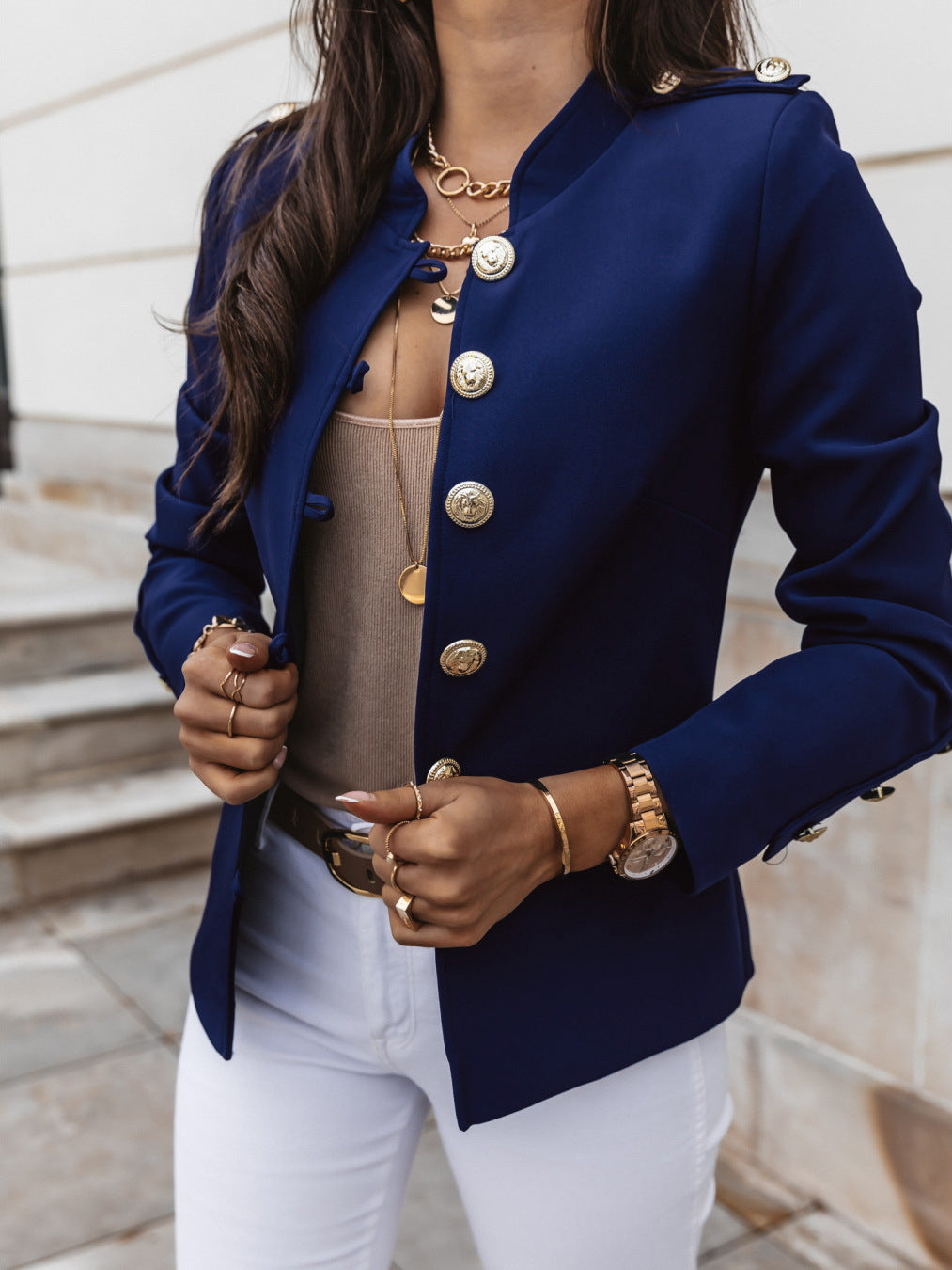 Copy of Fashionable Long Sleeve Fitted Buttoned Blazer Short Jacket