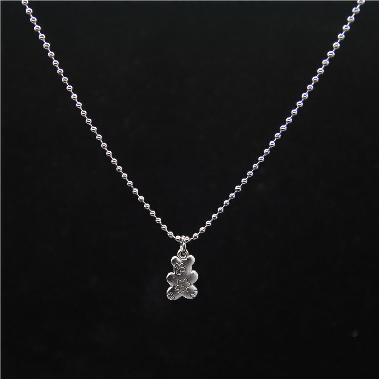 Punk Rock Flower Bear Heart Pendant Necklace Hip Hop Stainless Steel Jewelry Cool for Women Girl GiftsParty Nightclub Gifts
