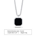 Stainless Steel Glue Dropping Black Square Pendant Men's Sweater Folding Necklace Long Sweater Chain Accessories