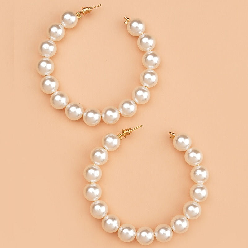 Large Circle Pearl Earrings Ladies Pearls Wedding Jewelry for Women