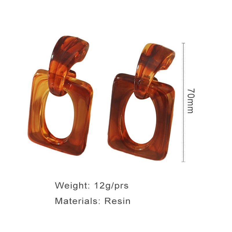 Brown Resin Dangle Post Earrings For Women Geometric Large Holiday Accessories Wholesale Fashion Jewelry Timeless Gifts