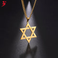 Stainless Steel Hexagram Necklace Fashion Simple Wandering Pendant Retro Men And Women Couple Hollow Pendant