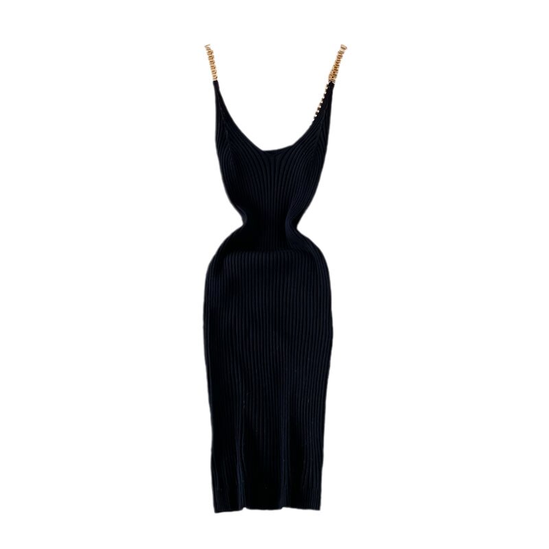 Knit Cut Out Dress Jurk Dames Beach Dresses for Women Female Crochet Dresses Strap Sleeveless Dress