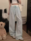 Dopamine Blue Checkered Pants for Women
