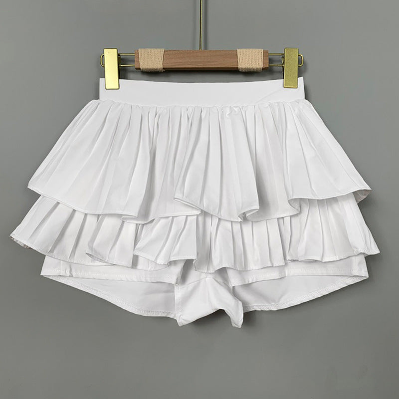 High waisted pleated half skirt pants for women
