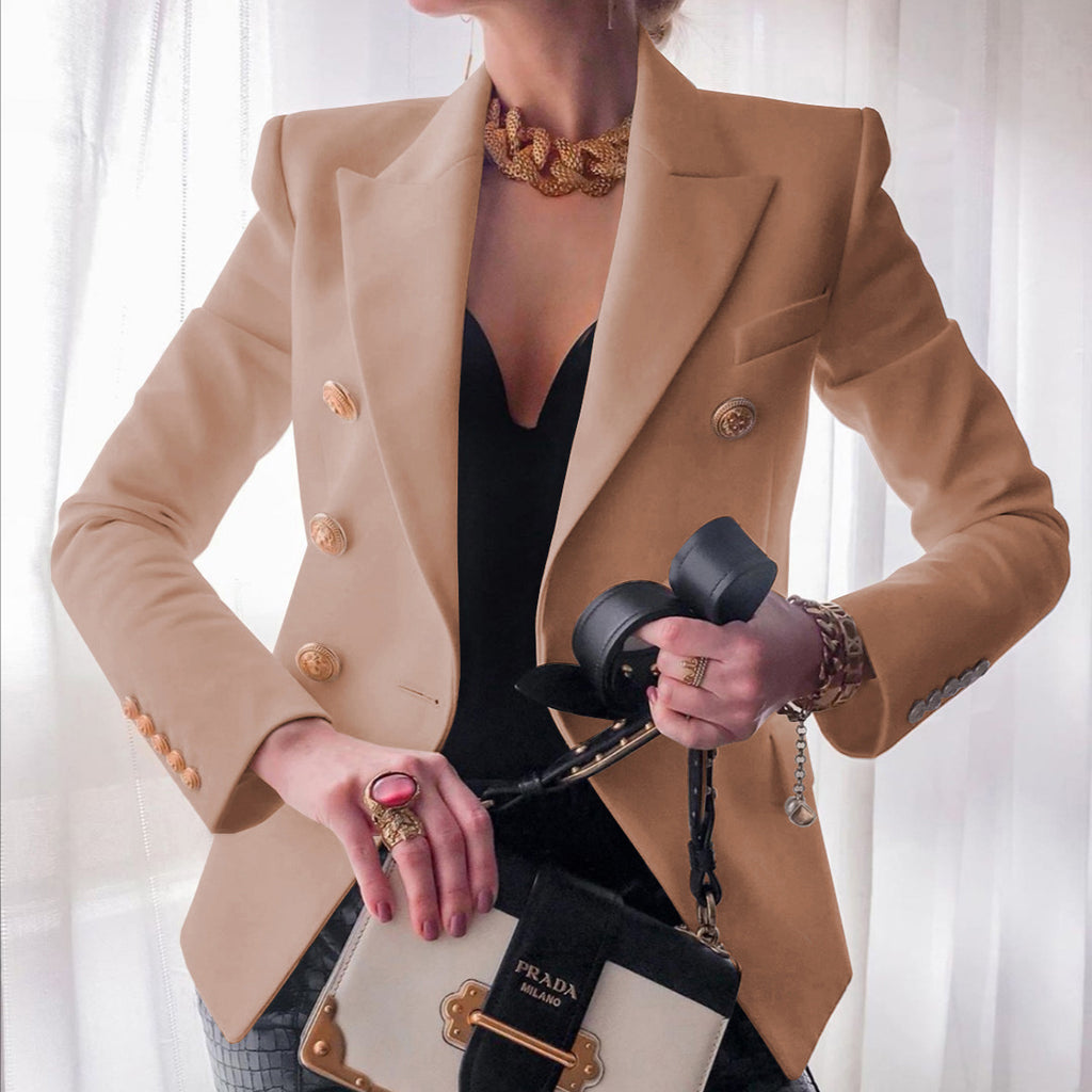 Fashionable Casual Solid Color Blazer Short Jacket for Women