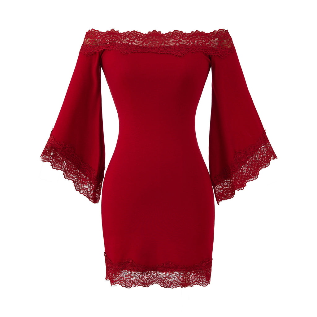 Sexy lace one shoulder dress for women