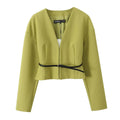 Elegant Fitted Blazer with Belt + Skirt Set for Women
